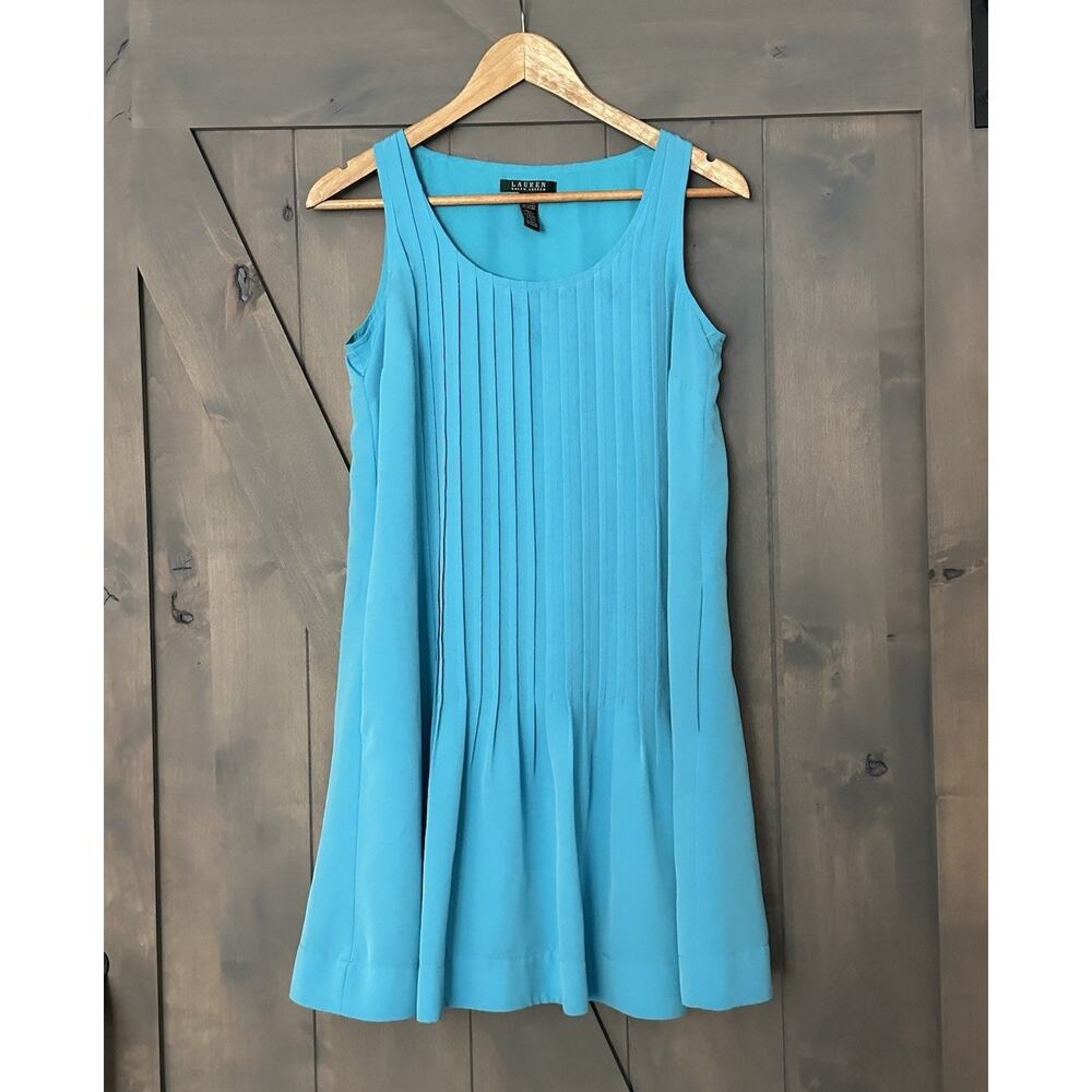 Lauren Ralph Lauren Mini Dress Womens 4 Pintucked Tank A Line Cottagecore LRL